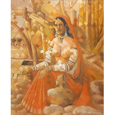 Lal Muhammad Pathan, 24 x 30 Inch, Oil on Canvas, Figurative Painting, AC-LM-012